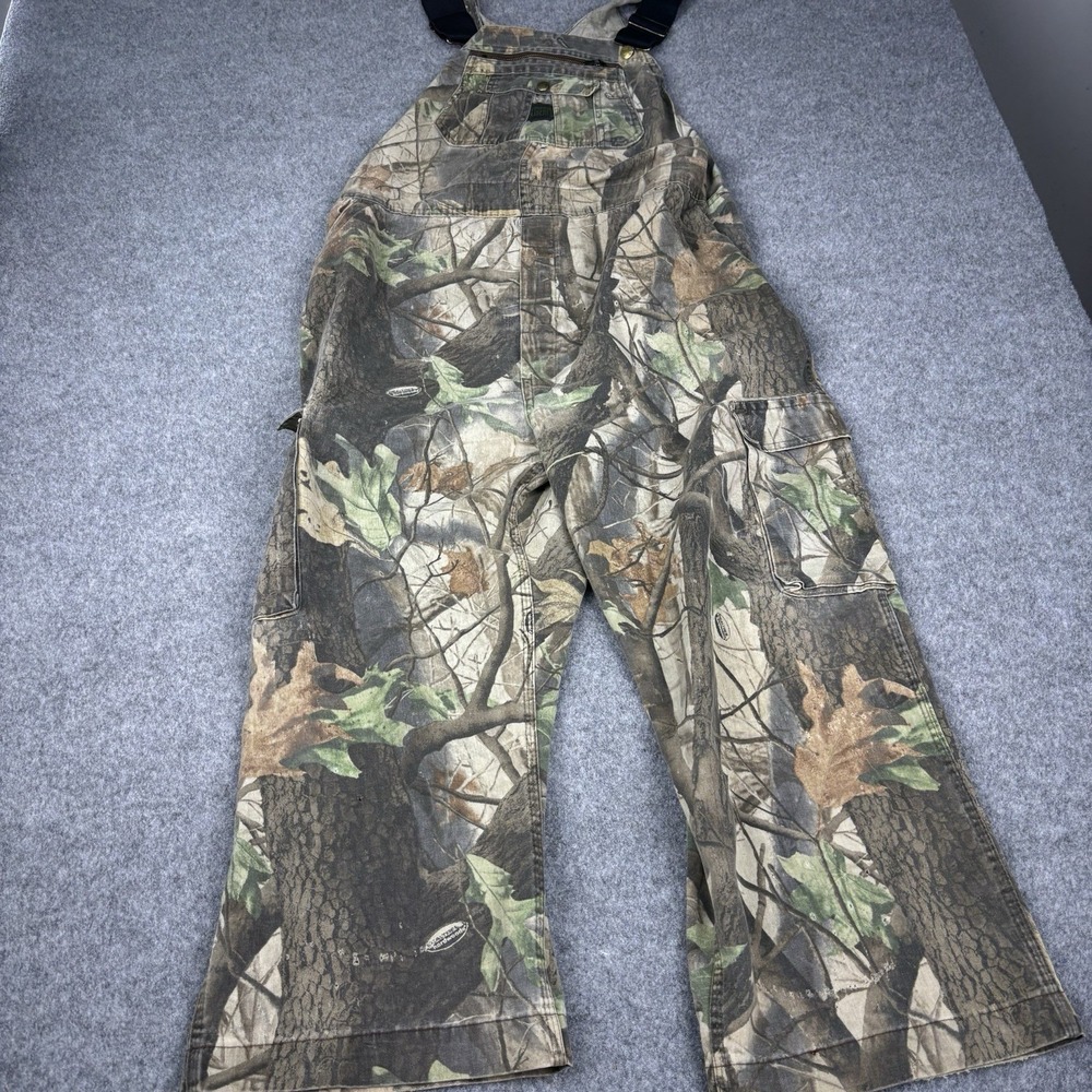 Liberty Overalls Mens 44R Realtree Hardwood Camo Hunting Bibs Vintage Insulated